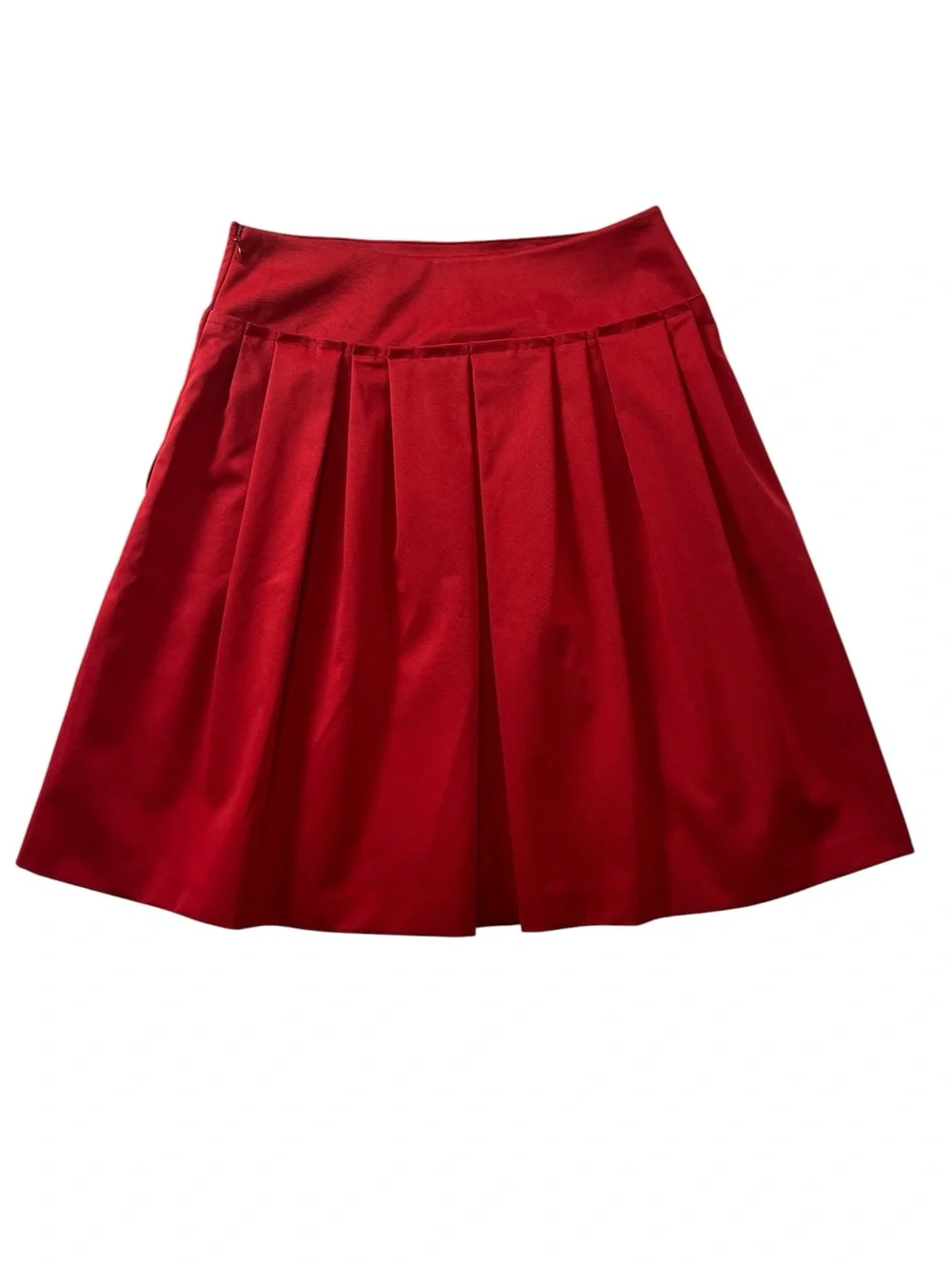 Ann Taylor Crimson Red Pleated Taffeta Mini Skirt Size 0 NWT High Waist Pockets